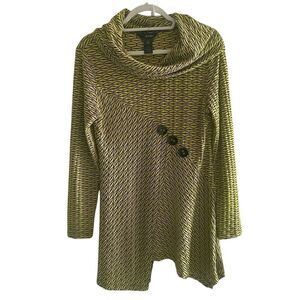 Ali Miles Geometric Stripe Tunic Top Yellow Black Women’s Size Small Artsy